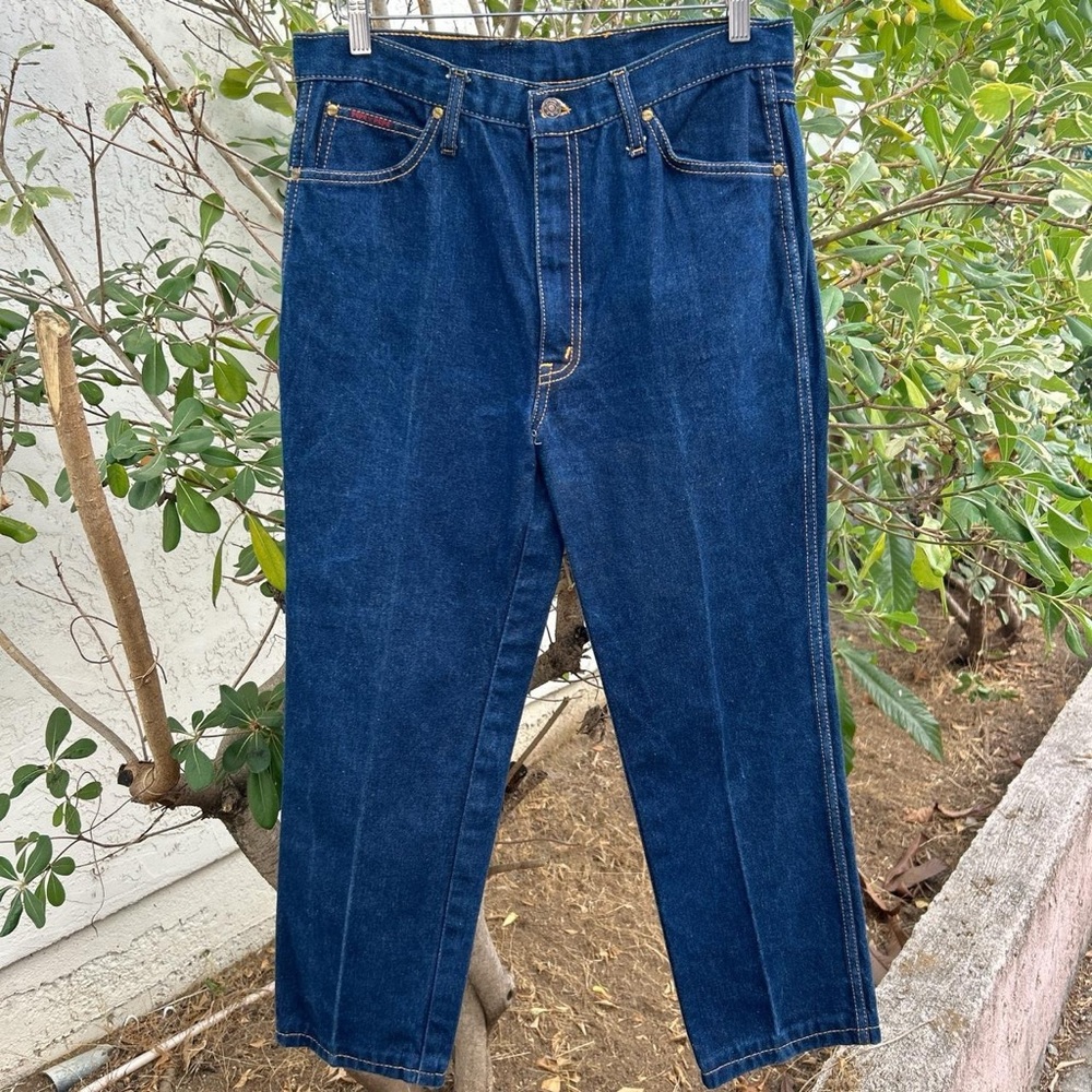 Vintage 1970s Pepe Jeans Talon 42 Zip Dark Wash Denim 32x25 USA